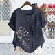 thumbnail image 5 of Xuyuer Women's Spring And Summer Block Print Round Neck Button Short Sleeve Casual T-Shirt, 5 of 5