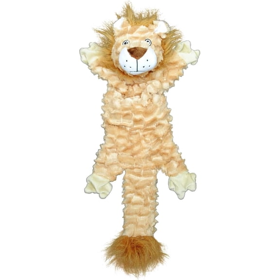 Jolly Pets Fat Tails Tug to Squeak and Crinkles Small Lion Dog Toy