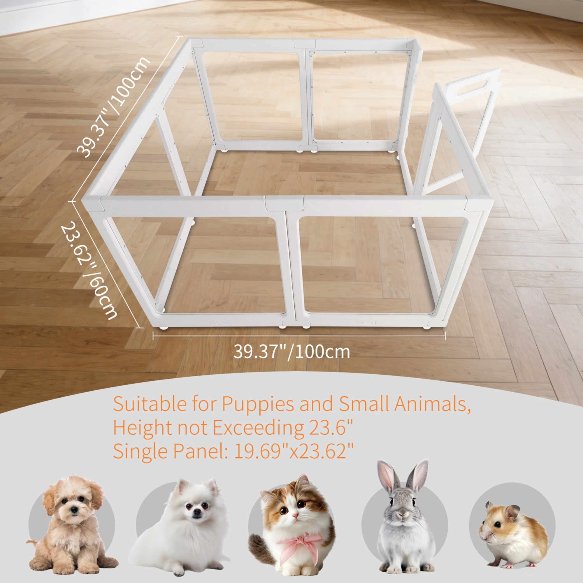 JXXRZ Clear Acrylic Dog Playpen Indoor, 8 Panel Transparent Puppy Pen, No Metal Bars, Easy Setup Pet Fence