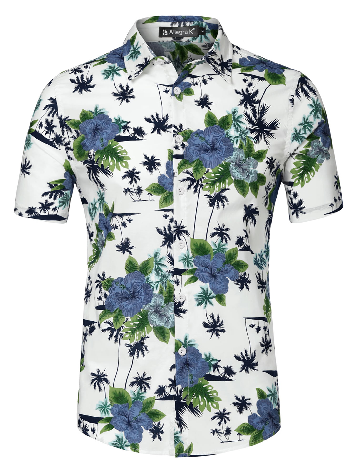 Men Short Sleeve Button Front Floral Beach Hawaiian Shirt XL (US 46 ...