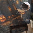 thumbnail image 5 of Halloween Pumpkin Sheer Curtains 96 Inches Long 2 Panels Set, Window Sheer Curtains for Living Room/Bedroom, Retro Forest Cottage Castle Vintage Bats Light Filter Rod Pocket Curtain 52'' x 96'' x 2, 5 of 7