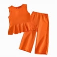 thumbnail image 4 of HCNTES Baby Girl 2 Piece Clothes Set Short Sleeve Top + Drawstring Pants Casual Dailywear Spring Summer Kids School Outfits 3T 4T 5T 6T(F02-Orange,2-3 Years), 4 of 5