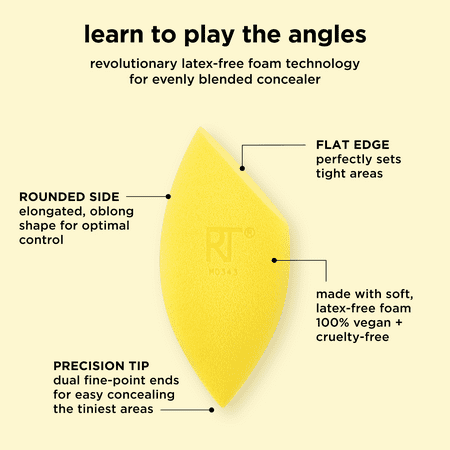 Real Techniques Miracle Concealer Sponge, Makeup Sponge for Liquids & Creams, Yellow, 1 Count