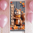 thumbnail image 5 of Cartoon Squirrel Welcome Sign Wood Background Fall Leaves Banner for Home Decor Party Seasonal Decoration Event, 5 of 9