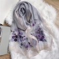 thumbnail image 2 of Silk Scarf for Women Lightweight Shawls and Wraps for Weddings Fashion Pashmina Shawl Embroidered Scarves - Gray, 2 of 5
