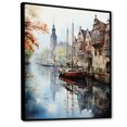 thumbnail image 2 of Designart "Serenity Along German Canals II" Cityscapes Floater Framed Canvas Print, 2 of 7