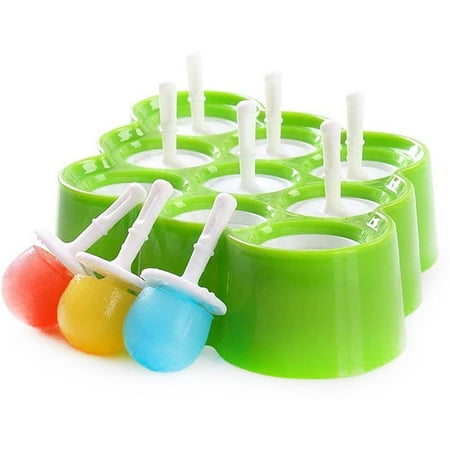 

Gespout Mini Silicone Popsicle Mold 9-Cavity DIY Ice Pop Mold with Colorful Plastic Sticks Lollipop and Ice Cream Mould Non-Stick Ice Cube Trays Green