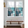 thumbnail image 6 of Teal Grey Half Window Curtains 24 Inches Long, Abstract Art Oil Painting Modern Geometric Window Treatment Curtain Drapes, Short Curtains Tiers for Kitchen Over Sink, 27.5"x24", 2 Panels, 6 of 7
