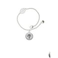 thumbnail image 2 of Delight Jewelry Silvertone Domed Black VET - Silvertone Leaf Delicate Bracelet, 6.25+1.75", 2 of 4