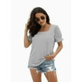 thumbnail image 4 of Women Summer Square Neck Ruffled Tops Short Sleeve Blouse Casual T-Shirt Top, 4 of 5