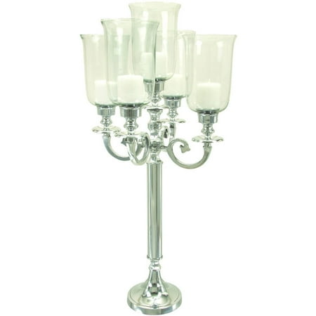 Decmode Aluminum Glass Candelabra, Multi Color