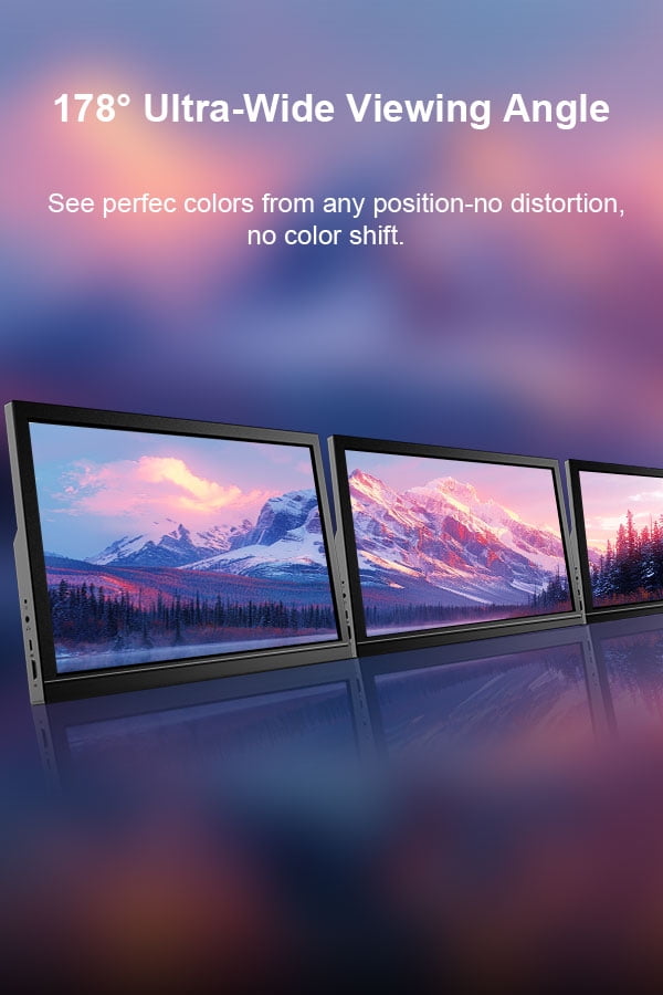 17.3 Inch Non-Touch Portable Monitor, 1600x900 HD Resolution, External Second Monitor for Laptop, PC, Phone, Gaming Devices