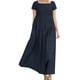 thumbnail image 1 of Vestido largo elegante y casual con cuello cuadrado y manga corta amplia - Algodón y lino, transpirable, para todas las ocasiones, 1 of 2