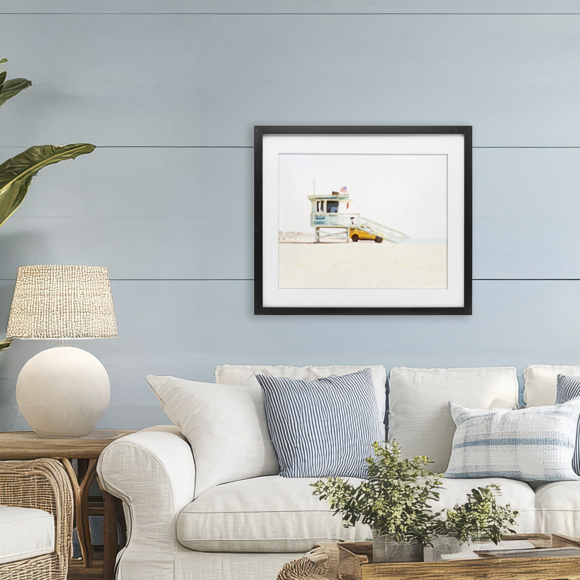 Stupell Industries Soft Light Lifeguard Station Black Framed Print Under Glass, design by Kim Curinga