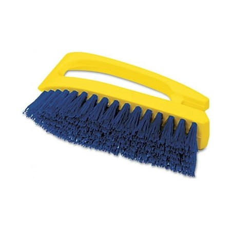 Rubbermaid Commercial Long Handle Scrub Brush 6" Brush Yellow Plastic Handle/Blue Bristles 6482COB