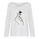 thumbnail image 4 of Blusa de manga larga de encaje estampado de moda para mujer Tops casuales con cuello en V Pompotops  FGAJ14526, 4 of 5