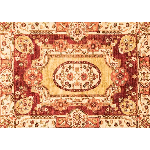 Ahgly Company Indoor Rectangle Abstract Orange Modern Area Rugs, 4' x 6'