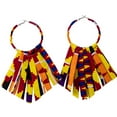 thumbnail image 2 of XIAOHUAGUA African Fabric Tassel Earrings Set for Ankara Fringe Hoop Earrings for Women, 2 of 5