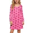 thumbnail image 2 of Auroural Girl'S Round Neck Long Sleeves Dress Homewear Sleeping Dress Kids, 2 of 9