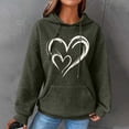 thumbnail image 4 of Graphic Hoodies for Women Fashion Waffle Heart Print Crewneck Sweatshirts Long Sleeve Fall Loose Casual Tops with Pocket(Army Green L), 4 of 4