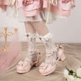 thumbnail image 6 of SACFOF Women Lolita Kawaii Shoes Chunky Heel Mary Janes Ankle Strap Lace Pumps Bow Cute Block Heel Rockabilly Shoes, 6 of 6