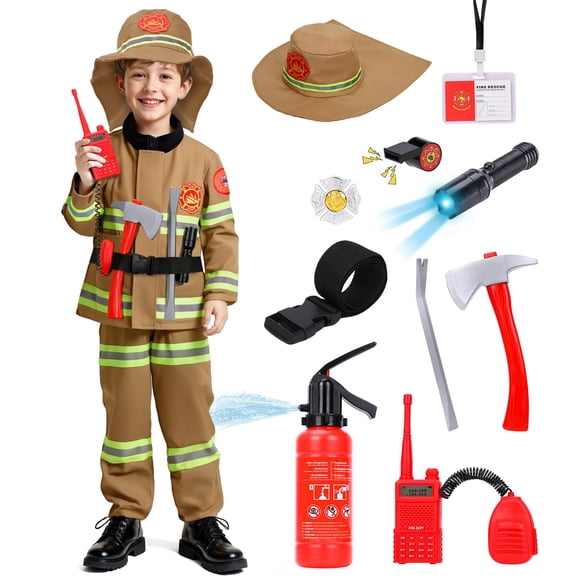 Disfraz de bombero de LOYO para niños de 5 a 6 años, juego de simulación