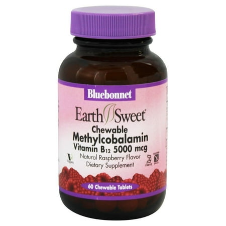 Bluebonnet Nutrition - Terre douce Croquer Methylcobalamin vitamine B12 saveur framboise naturelle 5000 mcg. - 60 comprimés à croquer