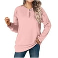 thumbnail image 2 of Aloohaidyvio Women's Casual Long Sleeve Henley Tops Summer Crewneck Button Pullover Ribbed Knit Tunic Shirts, 2 of 6