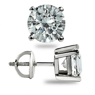 3.0Ct Round Cut Moissanite Stones 14K White Gold Stud Earrings Screw Gift