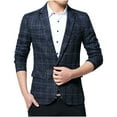 thumbnail image 1 of Mens Suit Jacket Fine Check Woolen Mens Slim and Handsome Suit Top, 1 of 3
