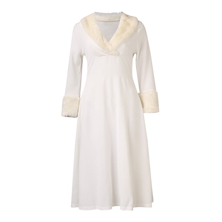 LEEy-world Sweater Dress Christmas Women's V Neck Sleeveless Lace Bridesmaid  Dress Wedding Party Gown White,L - Walmart.com