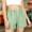 Green, variant on LJEFF Girls Gingham Shorts with Poket, Checkered Decorative Buttons Loose Elastic Waist Kids Summer Casual Shorts Blue Size 6 Years