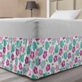 thumbnail image 1 of Tropical Bed Skirt, Flowers and Leaves Scattered on a Plain Background, Elastic Bedskirt Dust Ruffle Wrap Around for Bedding Decor, 4 Sizes, Pink Turquoise, by Ambesonne, 1 of 2