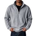 thumbnail image 2 of Men's Casual Quarter Zip Sweatshirt with Stand Collar Design Solid Color Long Sleeve Fleece Pullover for Sports and Daily Wear, 2 of 6