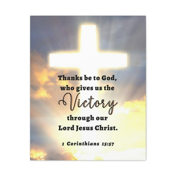 Scripture Walls Victory In Christ 1 Corinthians 15:57 Bible Verse Canvas Christian Wall Art Ready to Hang Unframed