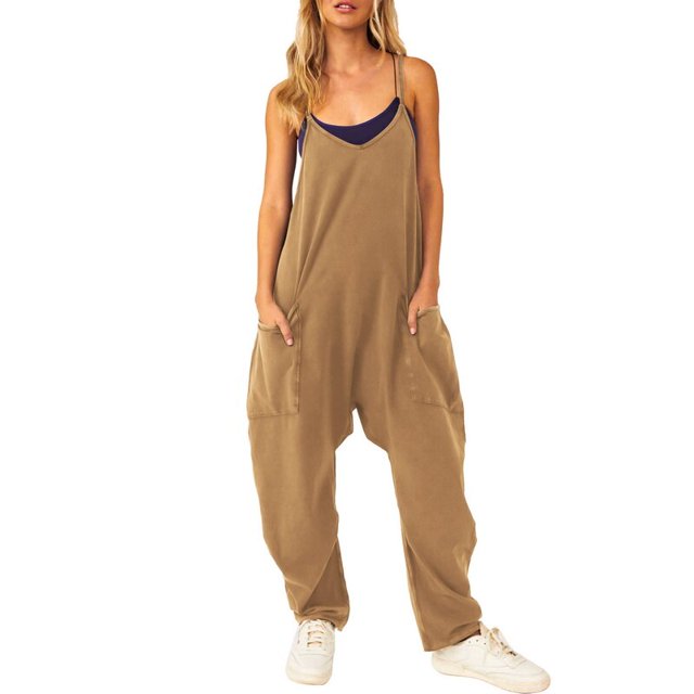 Y2k-mono holgado sin mangas para mujer, traje holgado de pierna ancha, ropa de calle con bolsillo grande, pantalones de una pieza, ropa de verano, 5XL