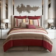 thumbnail image 2 of Nanshing Avalon 8 Piece Trellis Moroccan Print Comforter Set, Berry/Taupe, California King, 2 of 5
