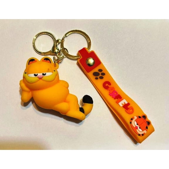 Garfield Character Lounging 3D Silicone Charm Keychain