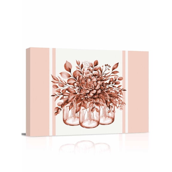Eucalyptus Brown Wall Art for Living Room,Canvas Picture Wall Decor for Bathroom Bedroom,Stripes Bottle Flower Cactus Plant Painting Artwork for Office Kitchen Hallway Dining Room Home Decor 20"x24"