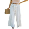 thumbnail image 2 of JUNWELL Women Linen Palazzo Lounge Pants High Waist Wide Leg Pants Summer Boho Beach Hippie Pants, 2 of 5
