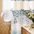 thumbnail image 3 of No Hook Shower Curtain, Blue Beige Coastal Shower Curtains for Bathroom with See Through Top Window, Beach Starfish Summer Eucalyptus Vintage Waterproof & Washable Bath Curtain Stall 48"x72", 3 of 9