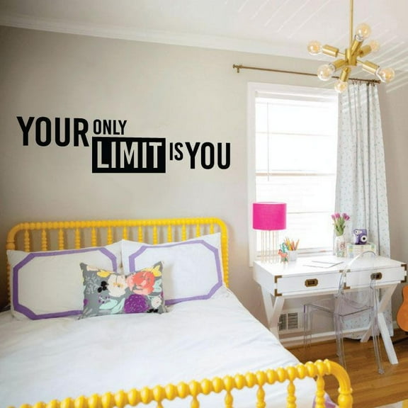 Fitness Quote Your Only Limit Is You Workout Success Motivation Quotes Wall Decals Healthy Lifestyle for Girls Boys Gym Home Sports Room Decor Vinyl Wall Art Stickers Decoration Size (15x30 inch)