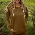 thumbnail image 3 of TKLPEHG Western Tops for Women Drawstring Hooded Pullover Tops Casual Fashion Long Sleeve Lightweight Classic Solid Color Loose Blouses (Coffee,M), 3 of 4