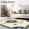 thumbnail image 2 of ODIKA 8'x10' Machine Washable Non-Slip Area Rug, Medallion Spandrel Corner Quatrefoil Ornament Classical Style High Traffic Rug with Pad, Beige, 665974, 2 of 8