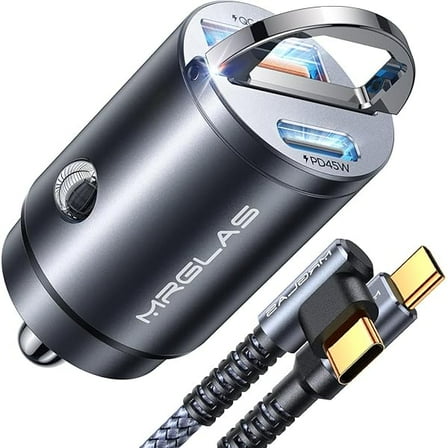 90W Fast iPhone 16 Car Charger, USB C Car Charger with Type C Cable, PD45W & QC45W, Flush Fit, All Metal, Cigarette Lighter USB Adapter for iPhone 16 15 Samsung S25 Ultra Pixel 8