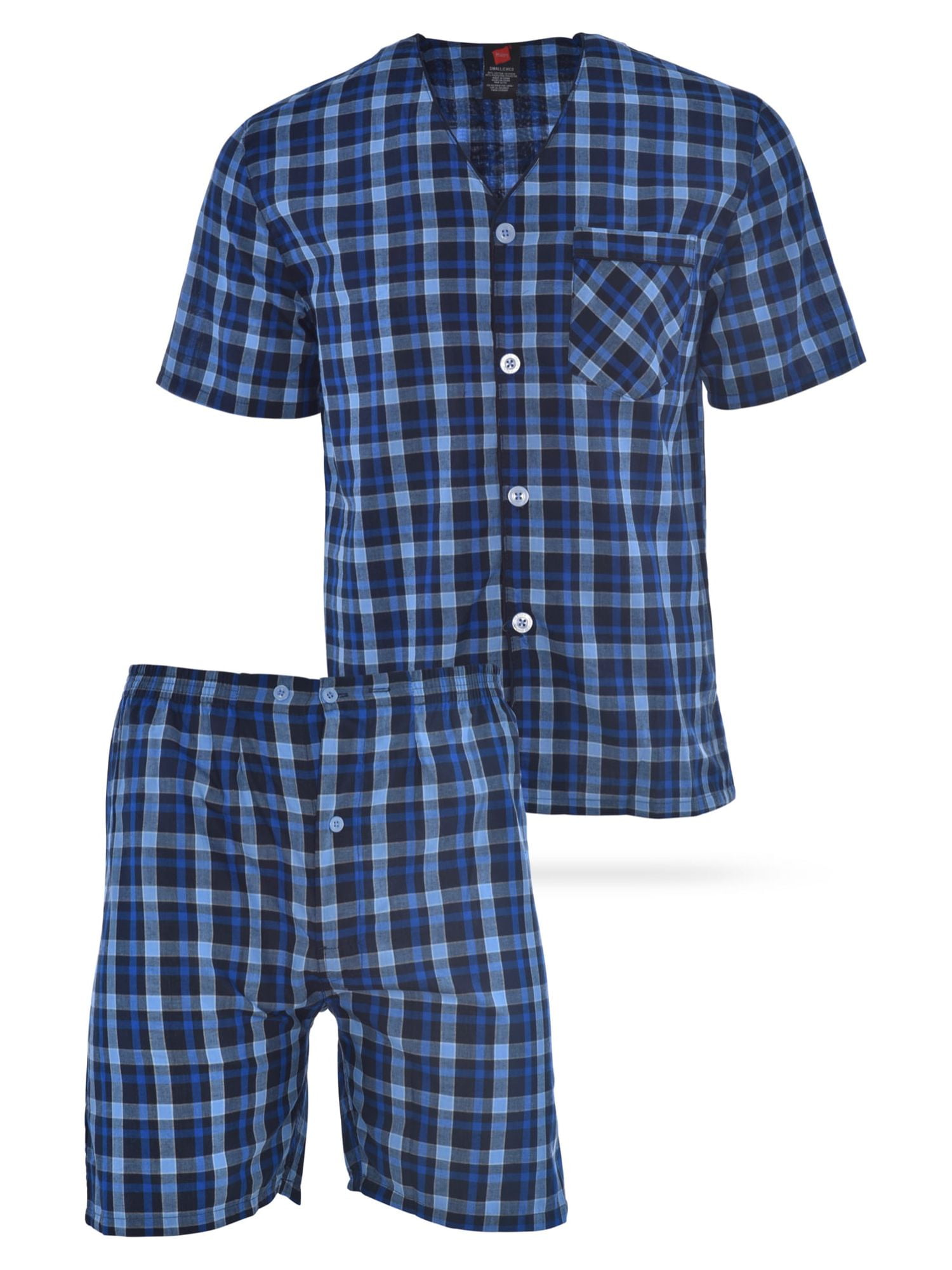 Hanes Men's and Big Men's Short Sleeve Top and Shorts Woven Pajama Set, Sizes S-5XL