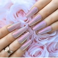 thumbnail image 3 of Hypnaughty 24 Pcs Mauve Chrome Coffin Medium Long Press On Nails and Glue Reflective Mirror False Nails, 3 of 6