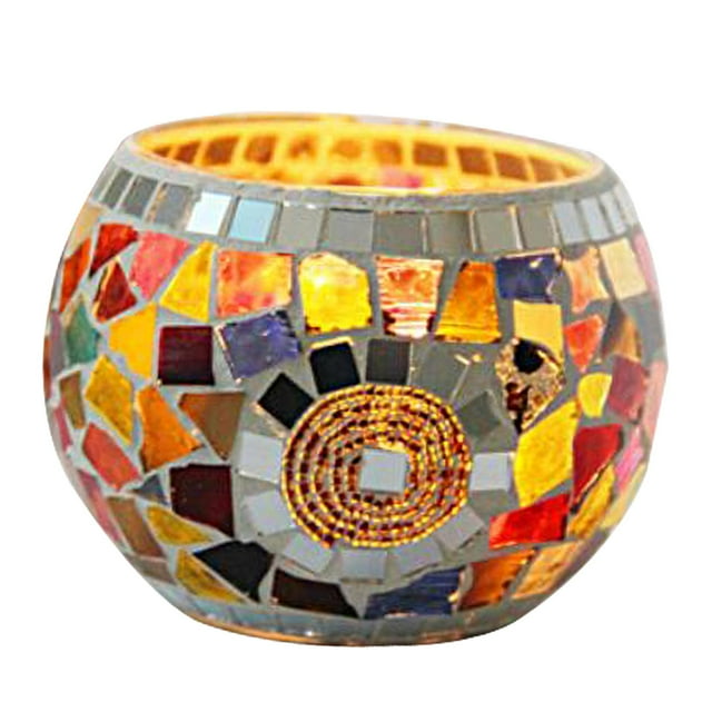 GUOOL Porte-Bougie en Verre Mosaïque sharprepublic Porte-Bougie Chauffe-Plat de Table Mariage Fête Irrégulier Coloré