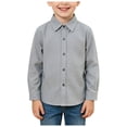 thumbnail image 3 of felwors Boys Long Sleeve Dress Shirts Classic Collared Button Down Shirt | Fashion Uniform Shirts,Boys School Clothes,Toddler Boy Shirts (Grey,3-4 Years), 3 of 5