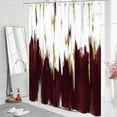 thumbnail image 3 of Burgundy Shower Curtain, Burgundy White Gold Brush Strokes Graffiti Oil Painting Modern Art Abstract Bathroom Curtain Waterproof Fabric Machine Washable with Hooks, 84" Wx72 L, 3 of 6